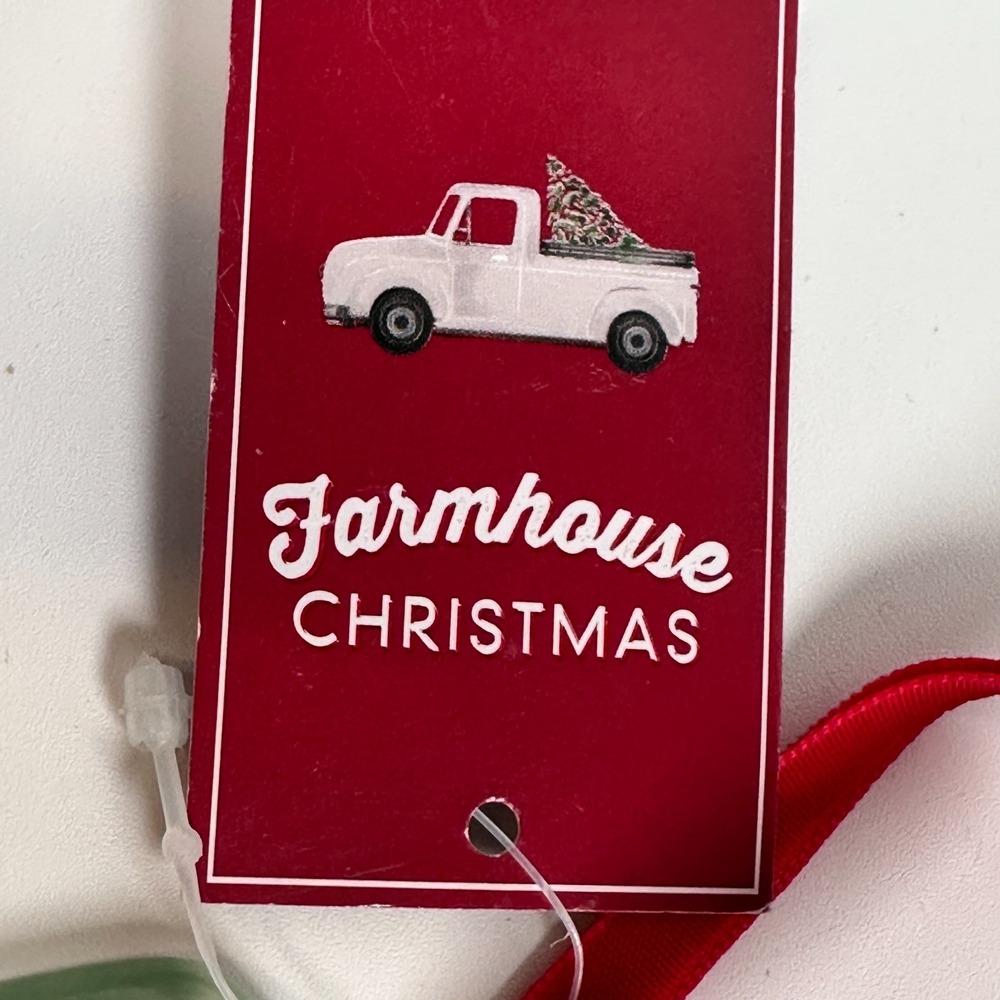 Farmhouse Christmas Green Porcelain Ornament Truck Christmas Trees Delivery NEW - Picture 2 of 8